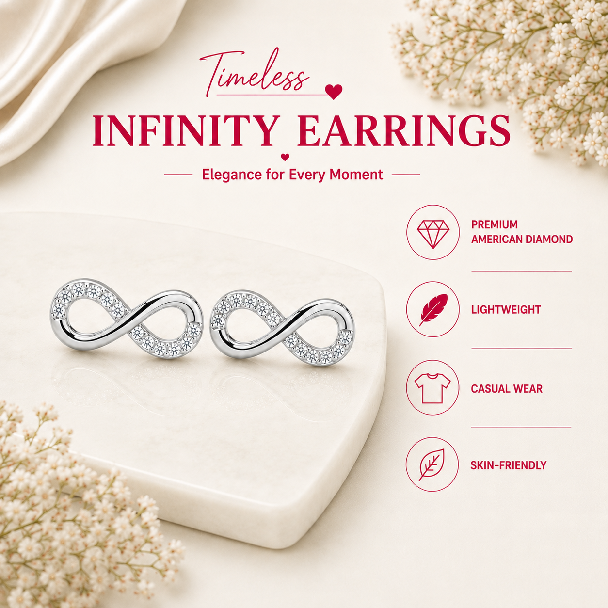 Silver Infinity Stud Earrings