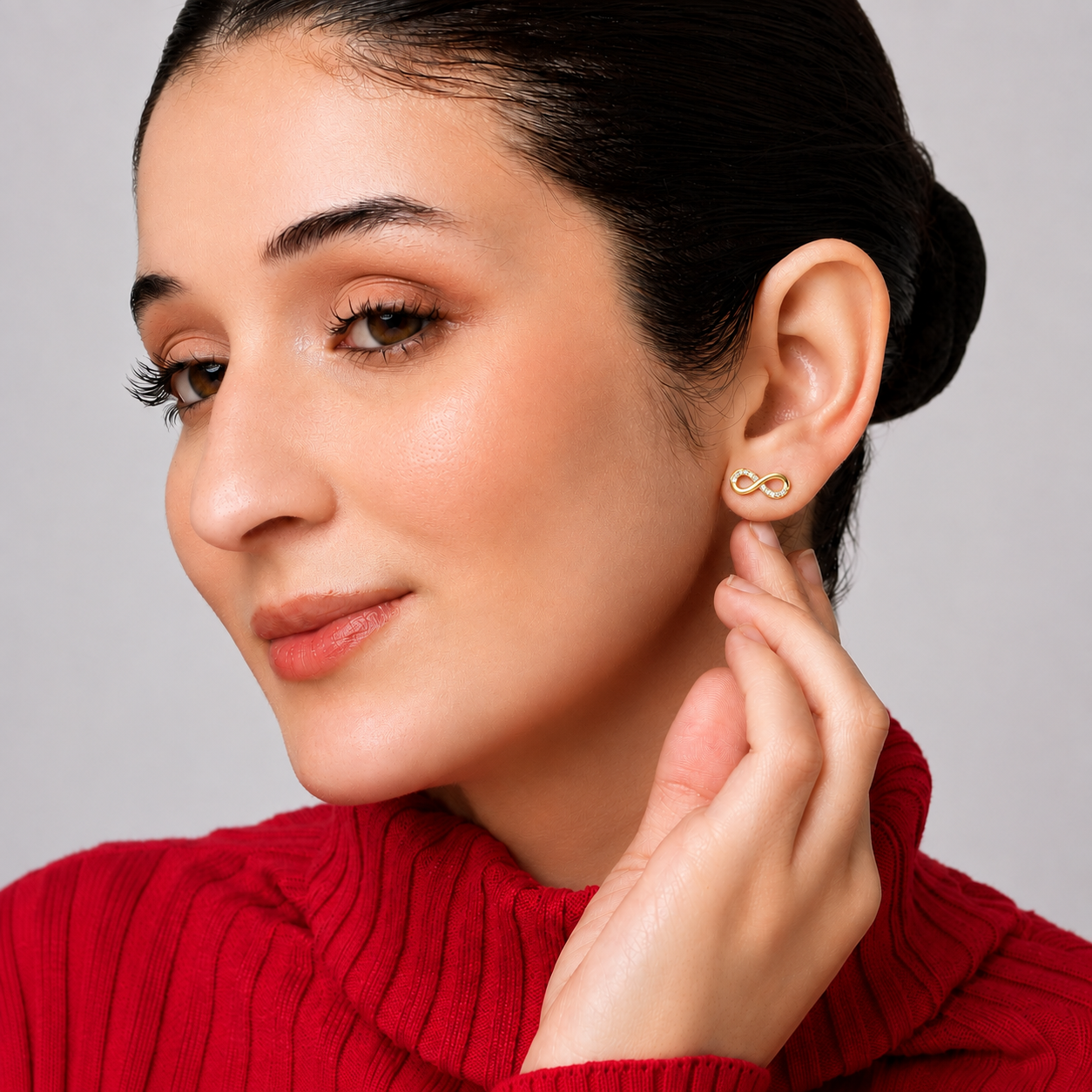 Gold Plated Infinity Stud Earrings