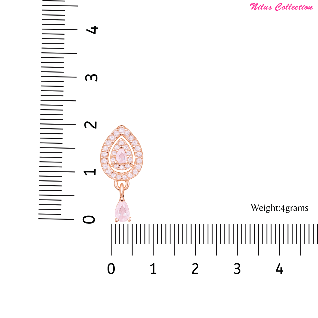 Nilu's Collection 18k Rose Gold Plated Clip On Hoop Earrings, Stylish Women Earrings, Latest Fancy Zircon Copper Bali Earrings for Women and Girls (Drop design