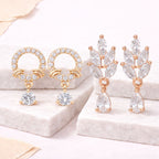 Rose Gold Plated Comb Earrings With American Diamond