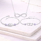 Silver Plated Infinity Love Pendant Bracelet Set