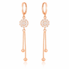 Rose Gold Long Earrings, American Diamond Studded Lightweight Drop Earrings for Women and Girls (Floral)