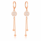 Rose Gold Long Earrings, American Diamond Studded Lightweight Drop Earrings for Women and Girls (Floral)