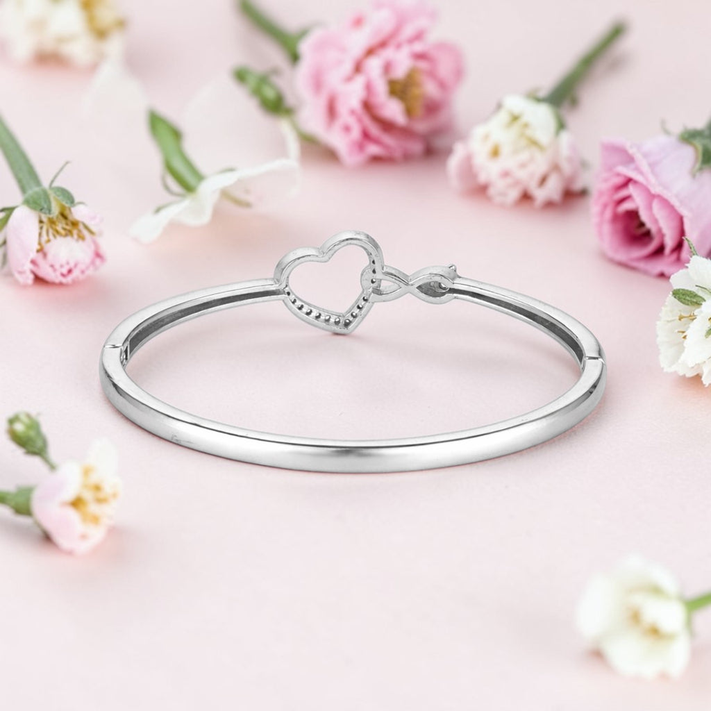 Silver Heart Kada Bracelet
