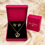 Gold Plated Heart Necklace With Earrings for Women
