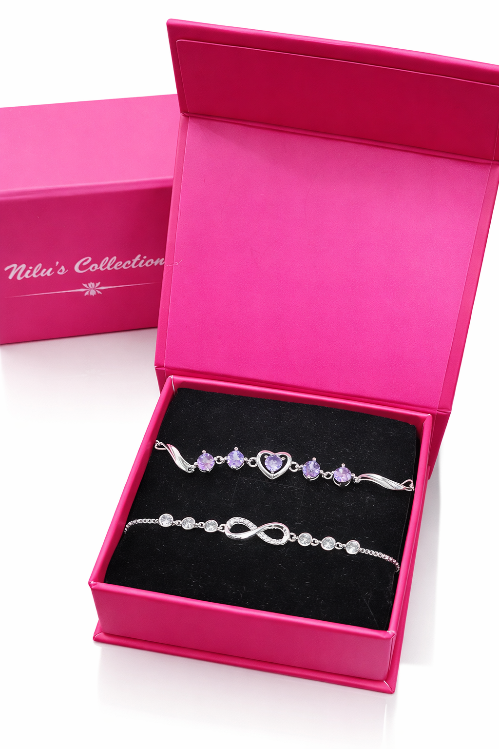 Gift Silver Plated Infinity & Heart Shape Bracelet For Women & Girls