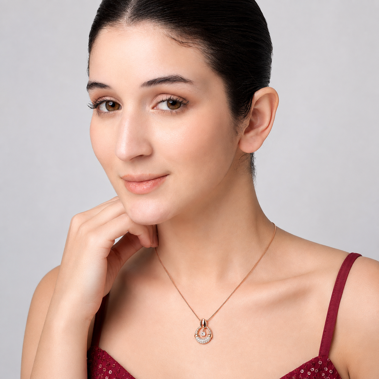 Rose Gold Drop Pendant Necklace for Women