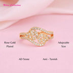 Rose Gold Plated | American Diamond Studded | Adjustable | Finger Ring for Women and Girls, Style 4