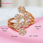 Rose Gold Plated | Adjustable | American Diamond Studded | Finger Ring for Women and Girls, Style 8