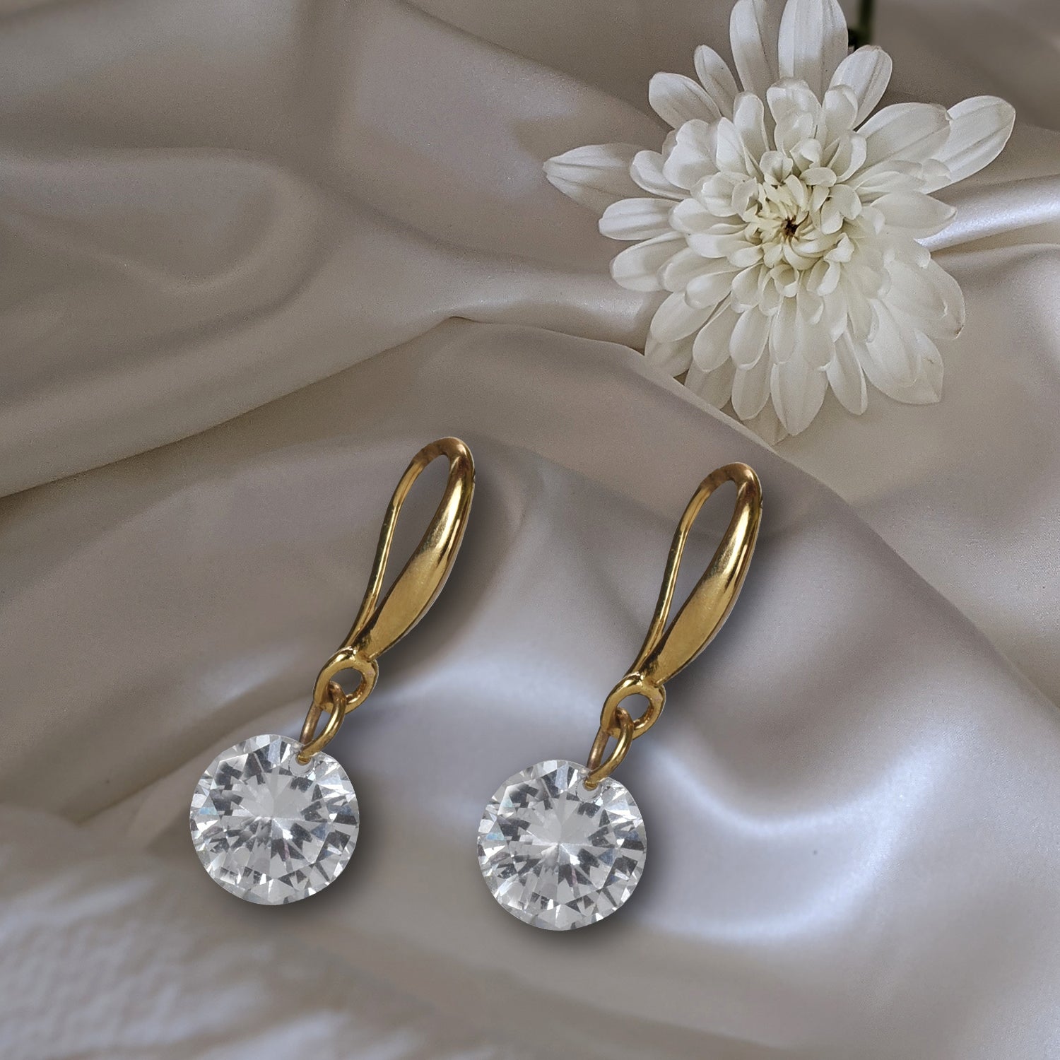 Combo of Rose Gold and Golden Drop Earrings with White Stone for Women d Girl Crystal Copper Stud Earring