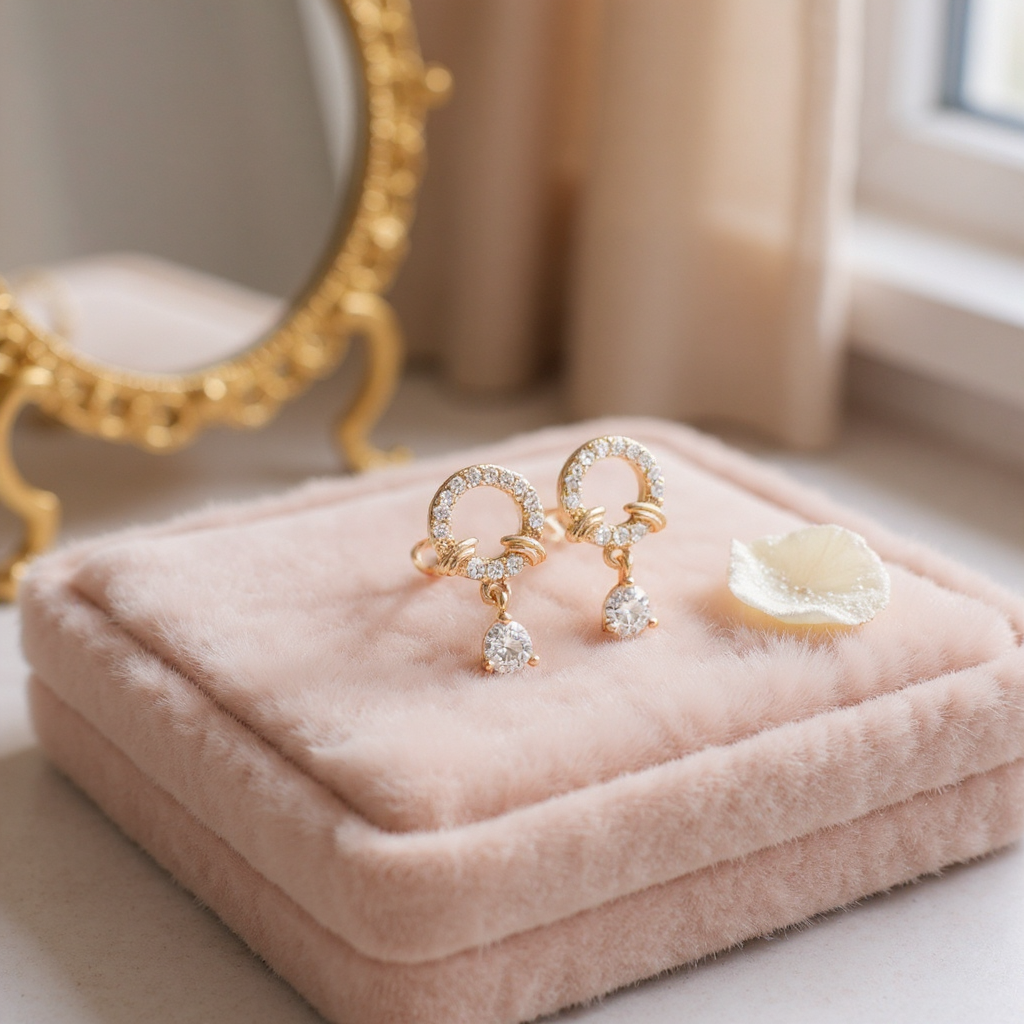 Rose Gold Drop Earrings for Women & Girls