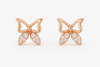 18k Rose Gold Plated Clip On Hoop Earrings, Latest Fancy Stylish Zircon Copper Bali Earrings for Women and Girls (butterfly)