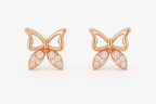 18k Rose Gold Plated Clip On Hoop Earrings, Latest Fancy Stylish Zircon Copper Bali Earrings for Women and Girls (butterfly)