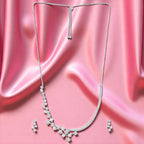 Silver-Plated cubic necklace Set with Earrings| with American diamond | for women & girl