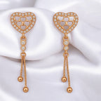 Rose Gold Plated Heart Design Dangling Earrings For Women And Girls