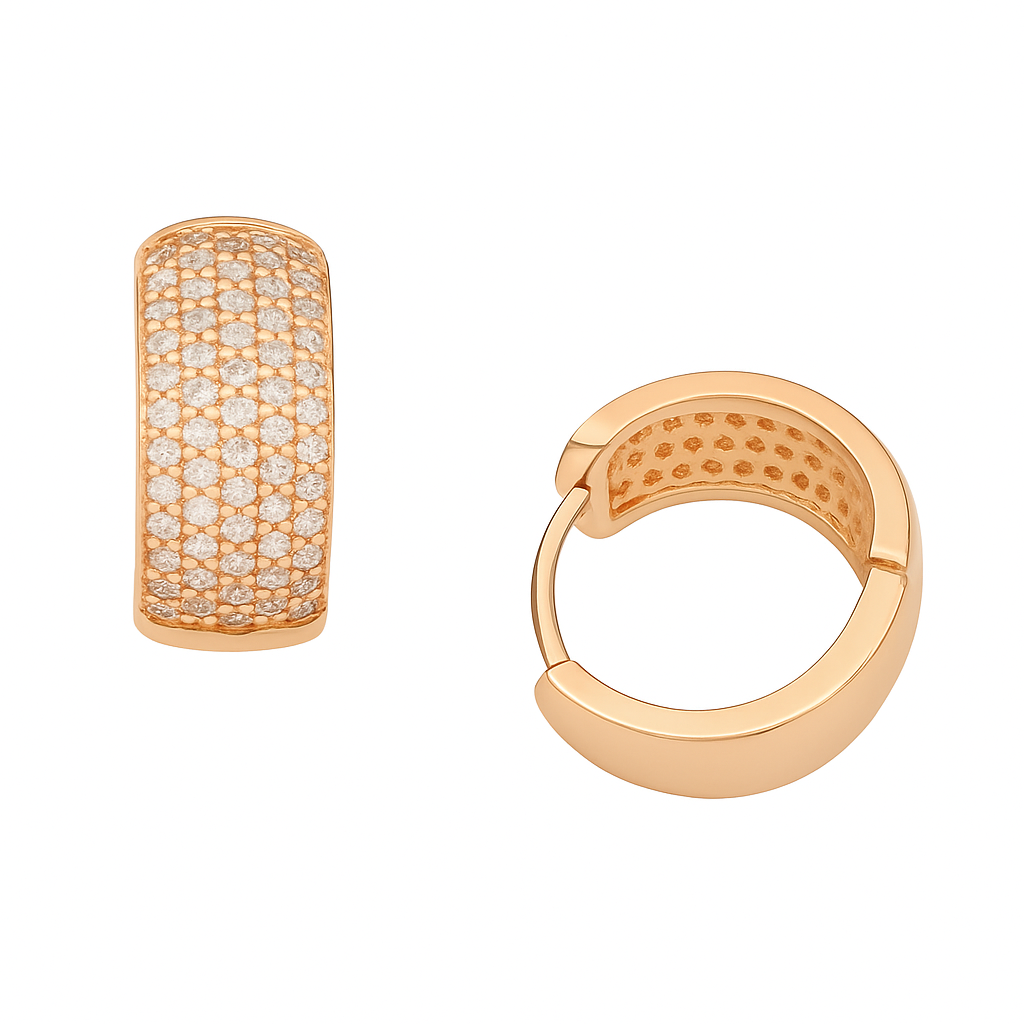 Nilu's Collection Rose Gold Plated Hoop Earrings With American Diamond For Women And Girls | Office Wear| Gift For Her | Anti-Tarnish | Anti- Allergy