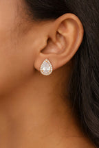 Rose Gold Plated Teardrop Stud Earrings AD Stones For Women And GIrls