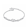 Double Heart Shape Silver Plated CZ Crystal Bracelet, Gift for Loved One, Valentine's Day Gift