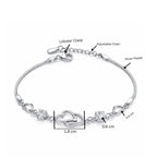 Double Heart Shape Silver Plated CZ Crystal Bracelet, Gift for Loved One, Valentine's Day Gift