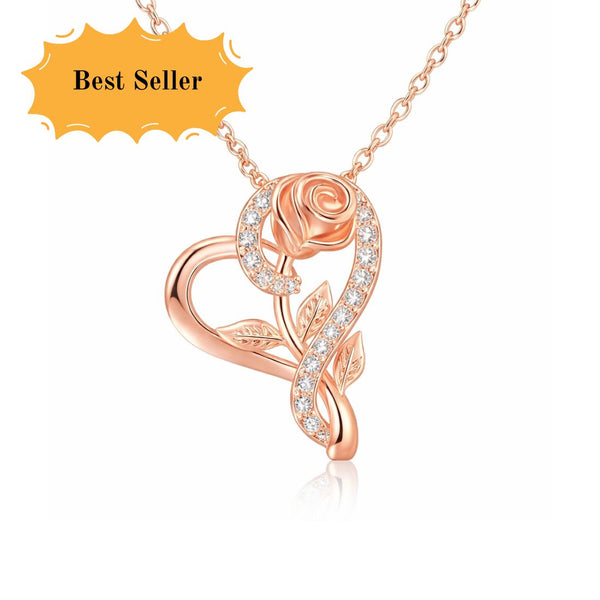 Rose Gold Floral Heart Pendant