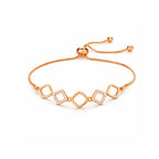 Rose Gold Plated American Diamond Adjustable Bracelet, Stylish Fashion Jewellery Gift for Girls & Women