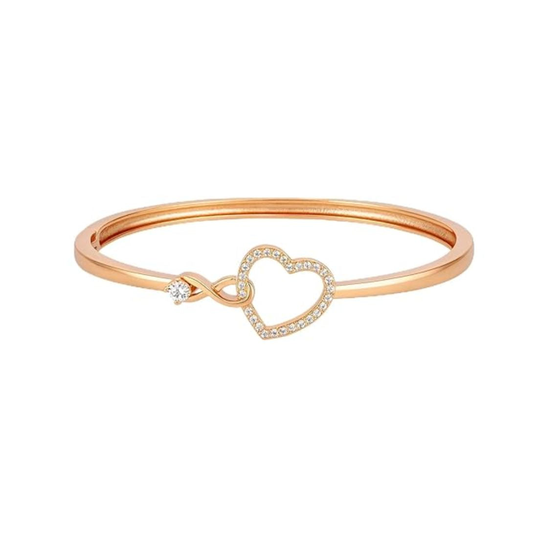 Rose Gold Infinity Heart Shape kada with Love Bracelet for Women & girls | Sleek Finish |Office Wear |  Minimalist Appeal