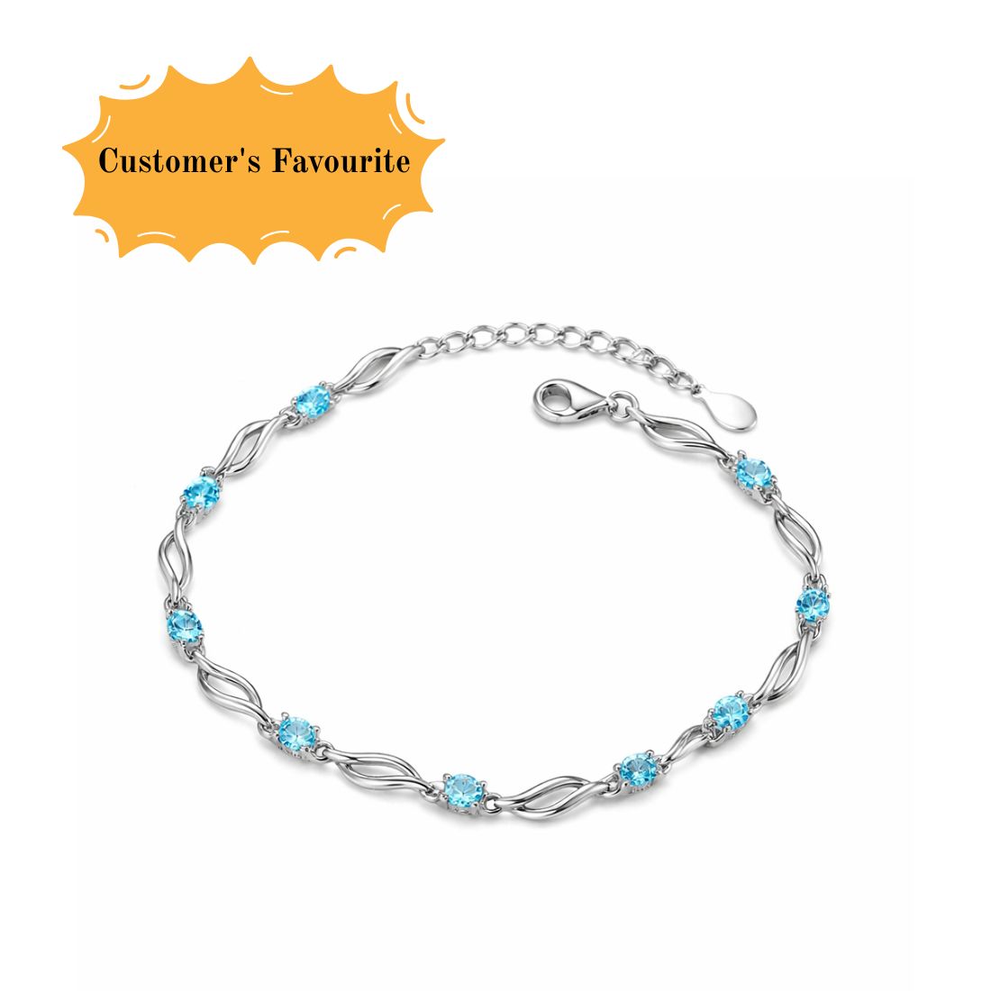 Trendy Sterling Silver Stone Studded Bracelet for Girls