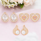 Weekly Rotation Studs| Rose Gold Plated Stud Earrings With AD Stone| Value Set For Women And Girls