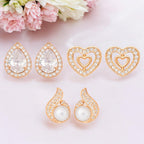 Weekly Rotation Studs| Rose Gold Plated Stud Earrings With AD Stone| Value Set For Women And Girls