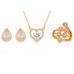 Harmony Hues Value Set Rose Gold Plated American Diamond Jewellery Set for Girls| Earrings, Pendant and Ring