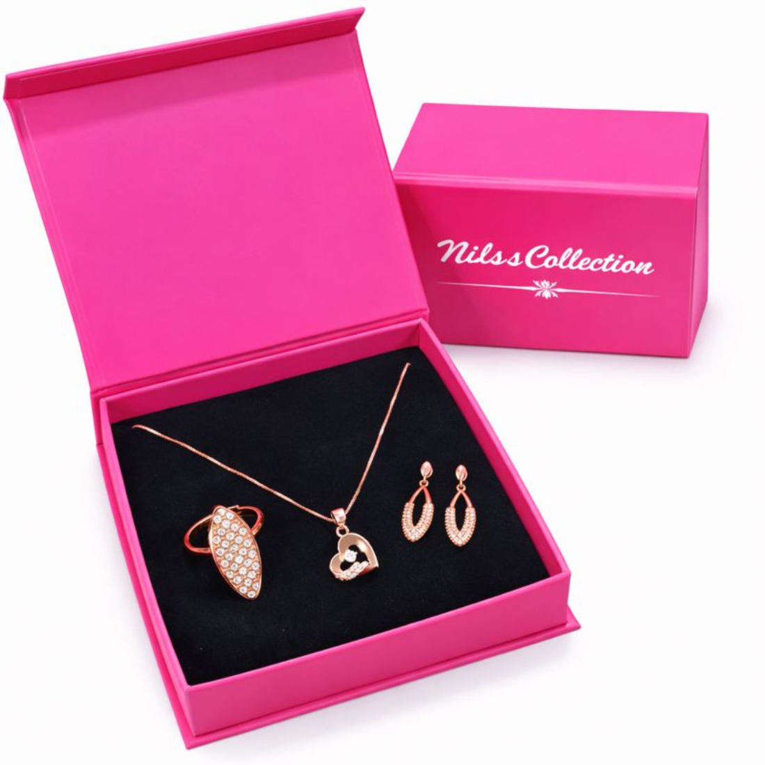 Gift Rose Gold Plated Pendant With Bracelet And Ring For Women And Girls| Valentine Gift