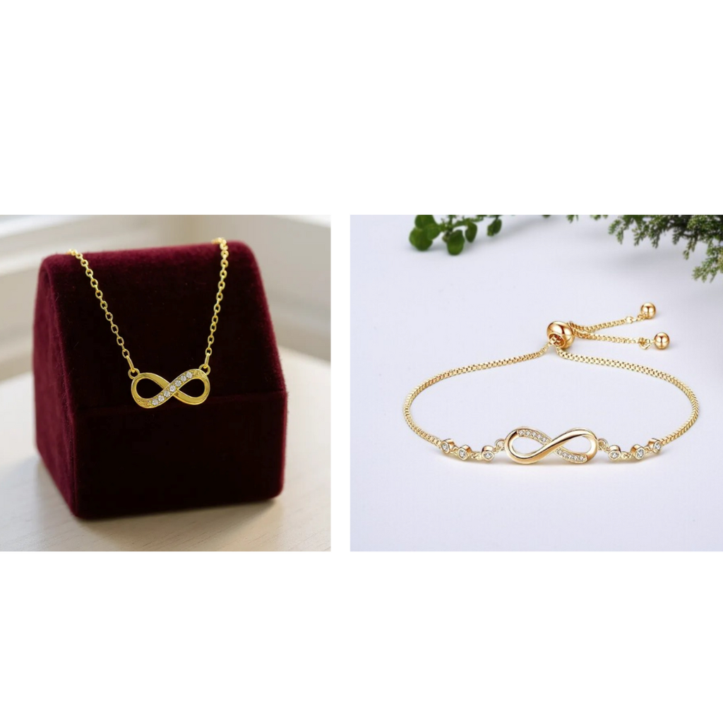 Infinity Love Necklace & Bracelet Value Set for Girls|Anti Allergy| Anti Tarnish| Valentine Gift