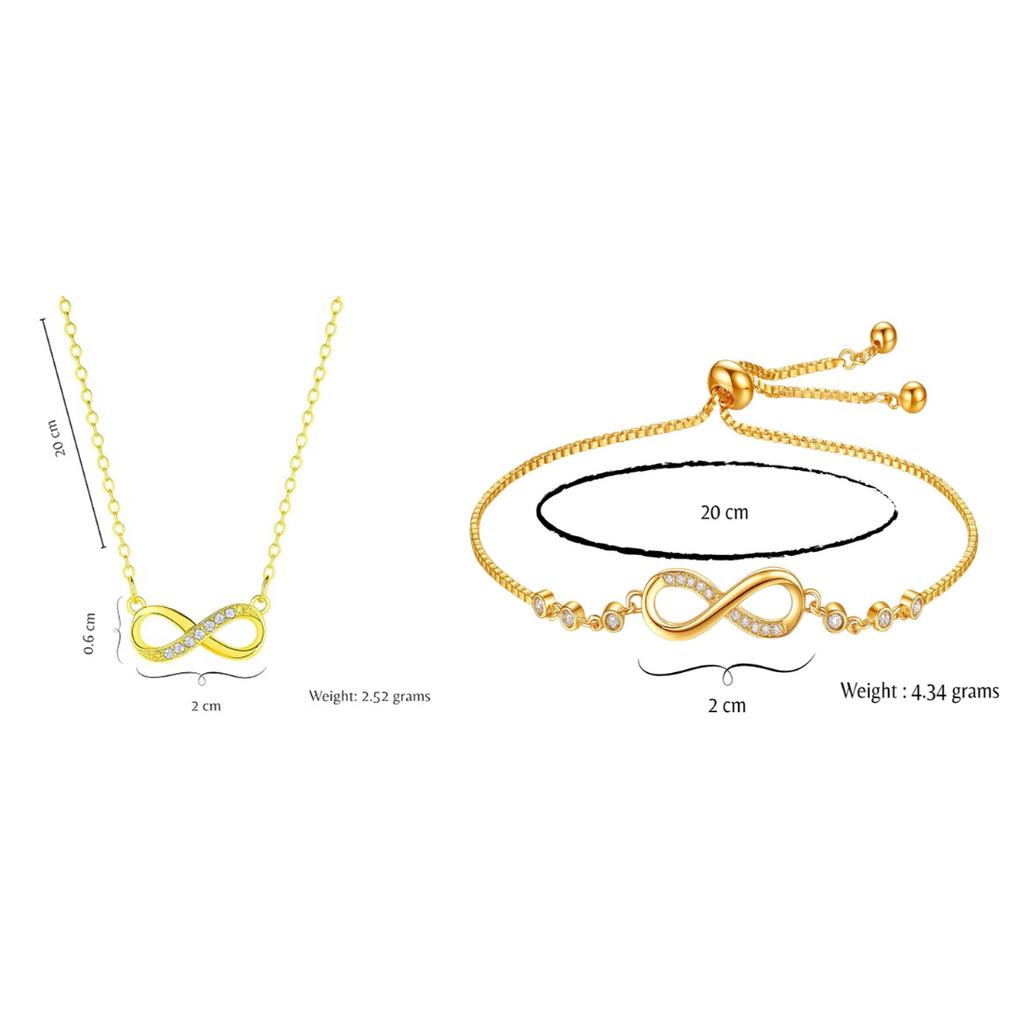Infinity Love Necklace & Bracelet Value Set for Girls|Anti Allergy| Anti Tarnish| Valentine Gift