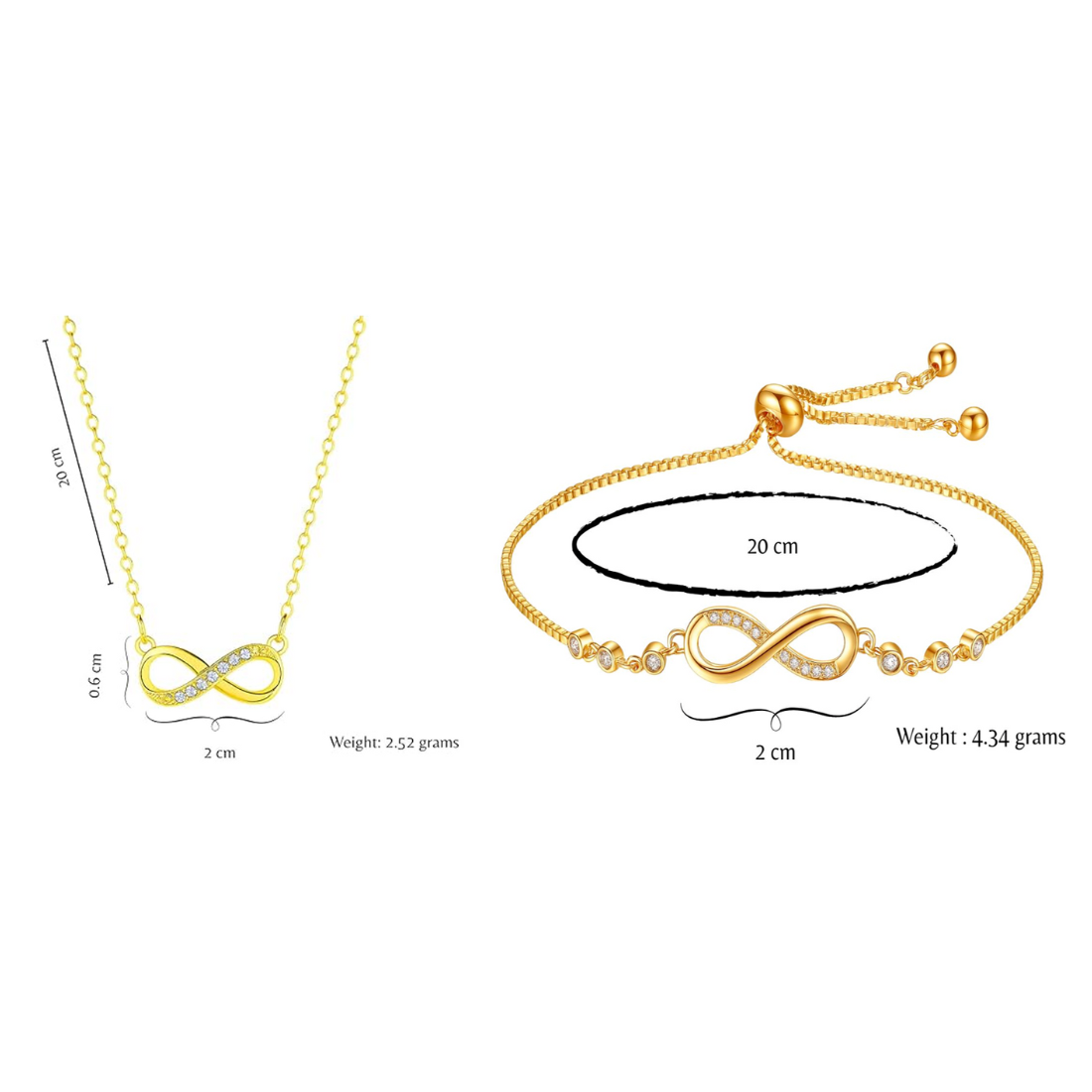 Infinity Love Necklace & Bracelet Value Set for Girls|Anti Allergy| Anti Tarnish| Valentine Gift