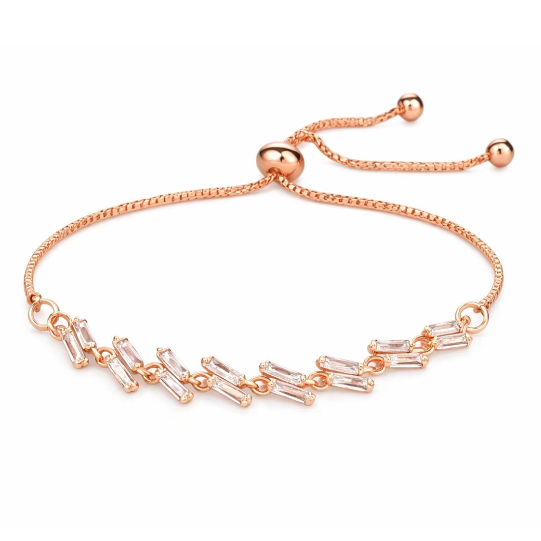 Nilu's Collection Rose Gold Plated Adjustable Bracelet With American Diamond For Women And Girls | Anti-Tranish | Anti-Allergy | Office Wear