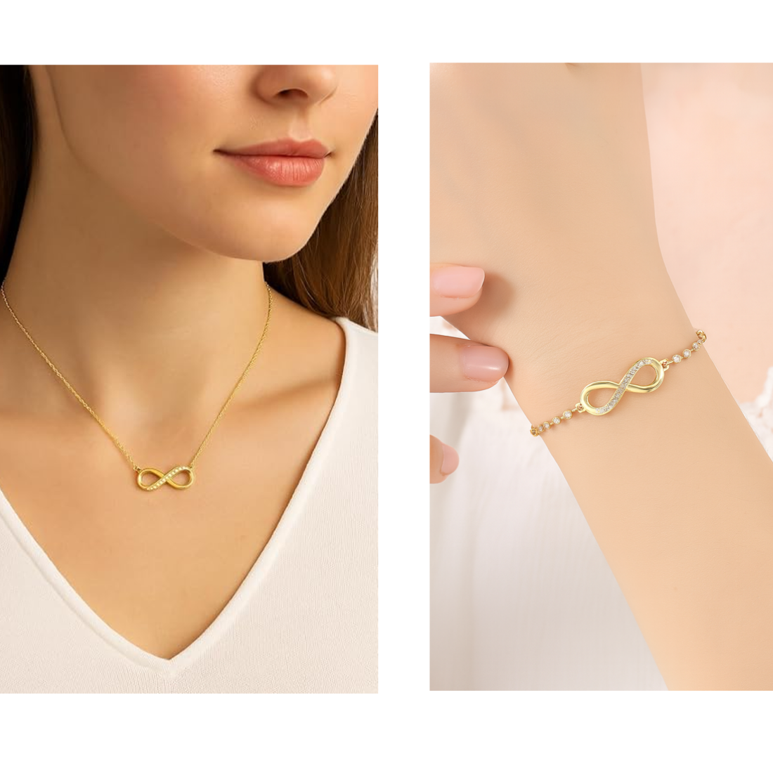 Infinity Love Necklace & Bracelet Value Set for Girls|Anti Allergy| Anti Tarnish| Valentine Gift