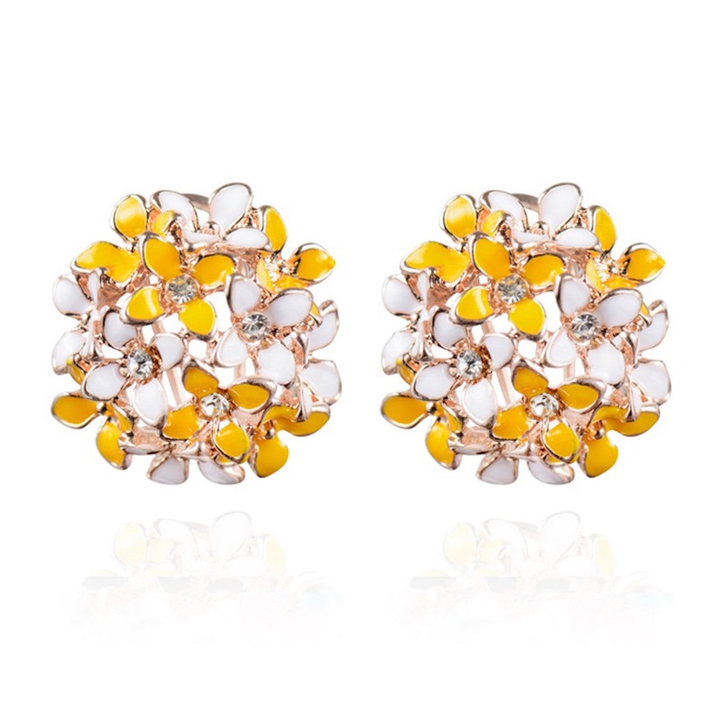 Crystal Four Leaf Clover Stud Earrings, Copper Tops Earrings for Women and Girls