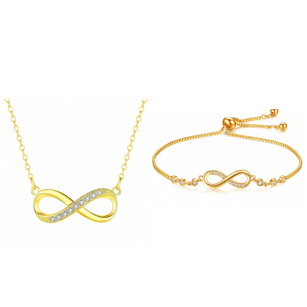 Infinity Love Necklace & Bracelet Value Set for Girls|Anti Allergy| Anti Tarnish| Valentine Gift