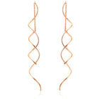 Spiral Threader Earrings for Women, Twisted Spiral Drop Dangle Earrings, Unique Minimal Everyday Earrings (Rose Gold)