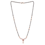 American Diamond Rose Gold Plated Designer Mangalsutra Pendant for Girls and Women (With Chain)