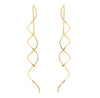 Spiral Threader Earrings for Women, Twisted Spiral Drop Dangle Earrings, Unique Minimal Everyday Earrings (Gold)