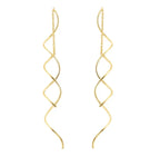 Spiral Threader Earrings for Women, Twisted Spiral Drop Dangle Earrings, Unique Minimal Everyday Earrings (Gold)