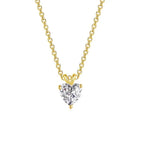 Gold Plated Love Shaped Solitaire Pendant with Link Chain for Women & Girls, Cubic Zircon Heart Pendant Locket (Gold)