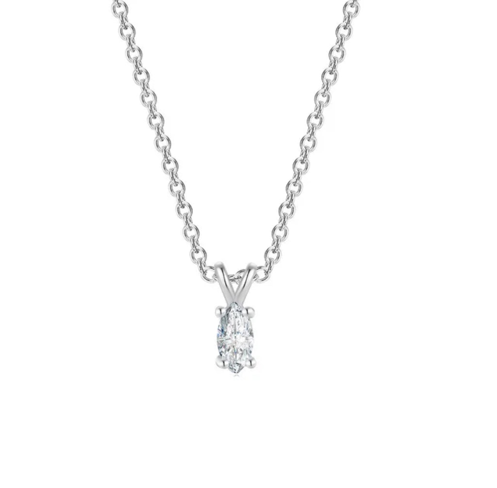 Solitaire Pendant with Silver Plated Chain for Women