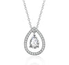 Silver Plated White Cubic Zirconia Studded Pendant for Women with Link Chain, Jewellery Gifts for Women & Girls (Silver)