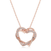 Rose Gold Heart Pendant Necklace with Sparkling Crystals For Girls