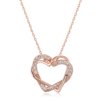 Rose Gold Heart Pendant Necklace with Sparkling Crystals For Girls