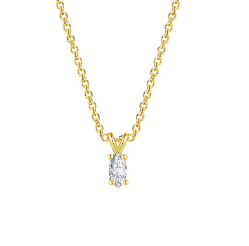 Solitaire Pendant with Gold Plated Chain