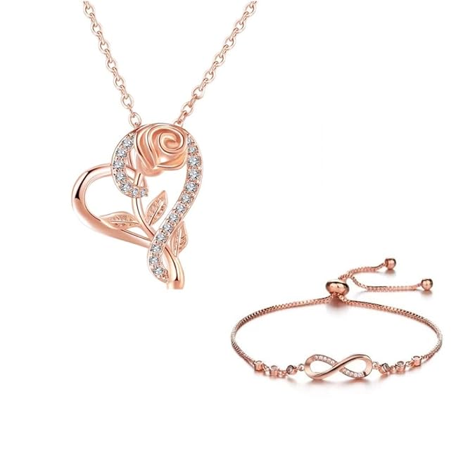 Rose Gold Floral Heart Pendant