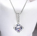 Silver Plated Solitaire Pendant Chain for Women & Girls, Cubic Zircon Pendant Locket (Silver)